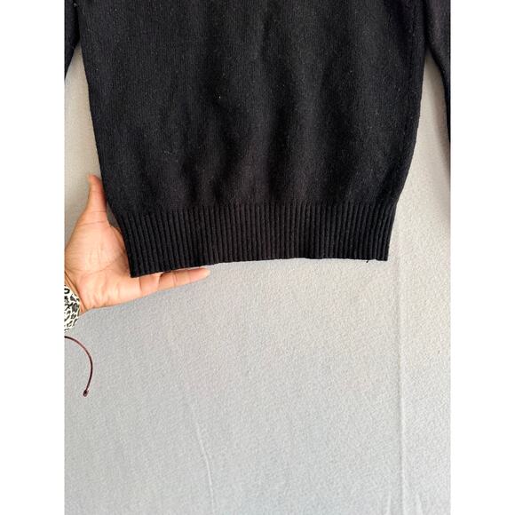 J Crew Black Wool Crewneck Sweater Rhinestone front both side size xxs - Picture 6 of 11